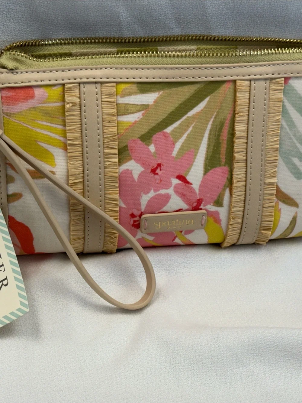 Spartina 449 Floral Pink and Cream Wristlet Clutch
